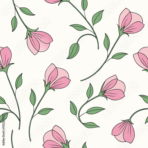 Vector Sweet Pea Flowers Seamless Pattern – Delicate Floral Repeat Design for Fabric and Decor