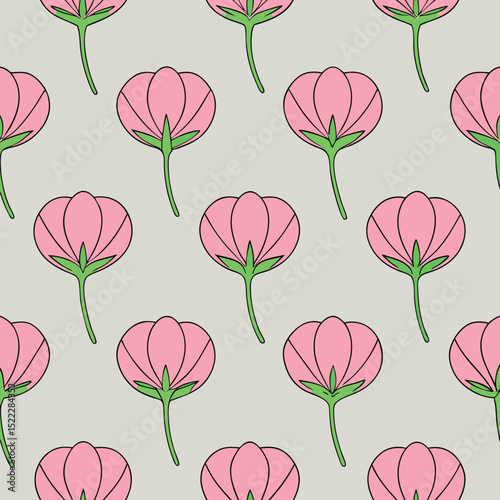 Vector Sweet Pea Flowers Seamless Pattern – Delicate Floral Repeat Design for Fabric and Decor