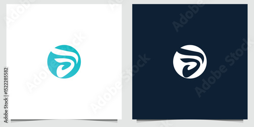 Elegant circular D logo design with fluid shapes and two color variations
