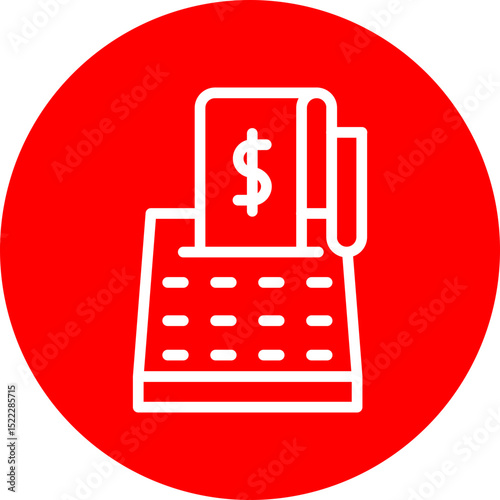Customer Subscription Vector Line White Circle Red