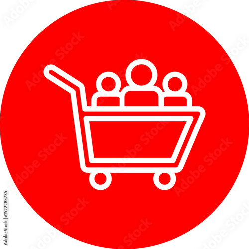 Group of Customers Vector Line White Circle Red