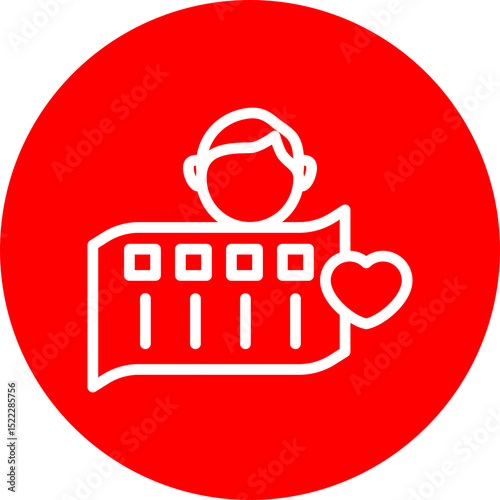 Customer Wishlist Vector Line White Circle Red