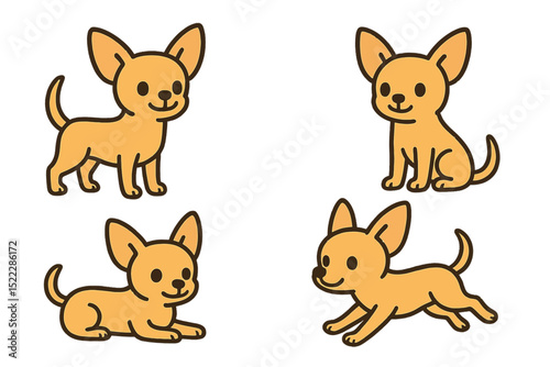 Chihuahua dogs in various poseson a transparent background  