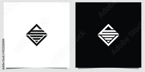 Abstract geometric logo concept with triangles and lines in black and white