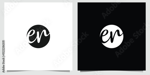 Elegant ER Initial Logo Set in Contrasting Black and White Squares