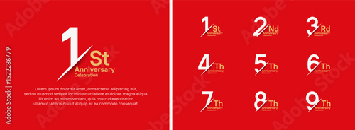 set of anniversary logo style with slash. vector design white color for celebration