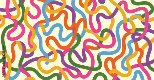 Colorful abstract wavy lines background in retro style