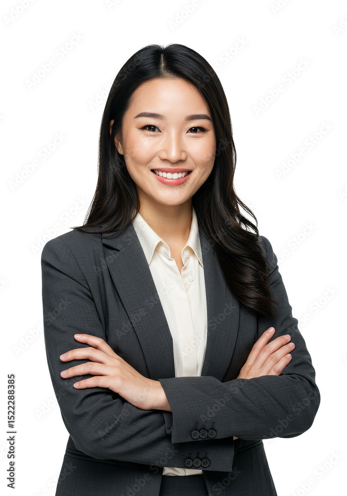 Portrait of Young Asian Businesswoman in Suit with Arms Crossed Portrait of Young Asian Businesswoman in Suit with Arms Crossed