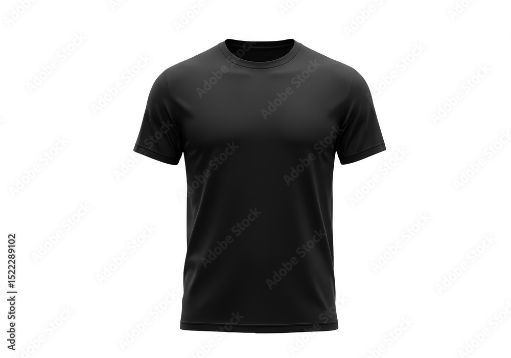 Realistic Black Short Sleeve T-Shirt Apparel Clothing on Transparent Realistic Black Short Sleeve T-Shirt Apparel Clothing on Transparent