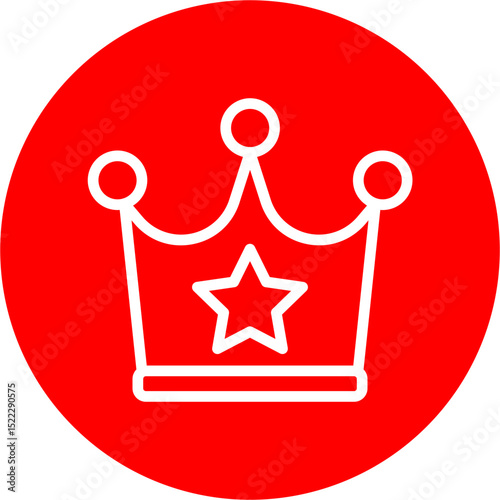Birthday Tiara Vector Line White Circle Red