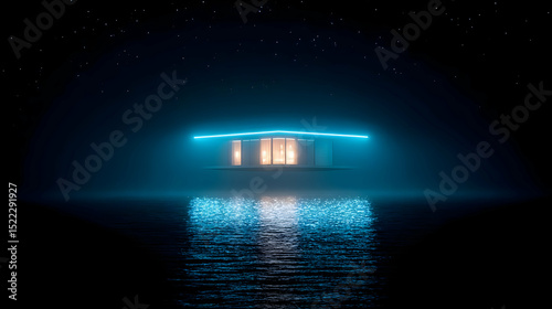 temple suspended above an endless ocean of mist and shifting lights