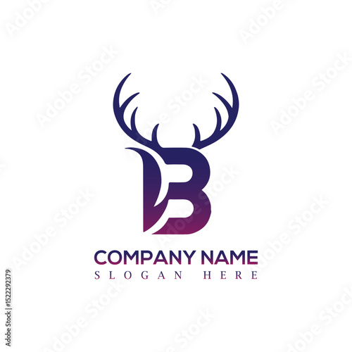 letter B antlers logo design