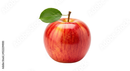Fresh red apple with leaf