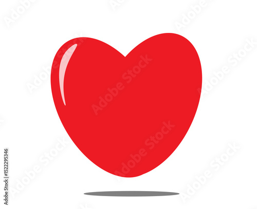 The heart is a red shadow on a white background,