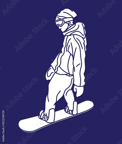 Snowboard Player Action Extreme Sport Snowboarder Cartoon Graphic Vector