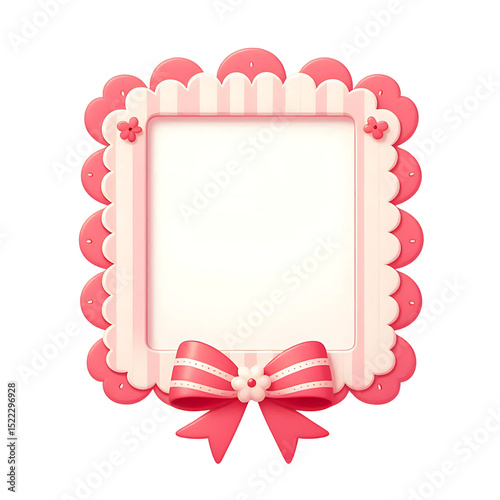 horizontal rectangular scalloped frame tied with bow at the corners. Generative AI