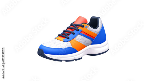 Sport shoes 3d icon. Realistic sneakers, isolated boots for training. Workout outfit element for athletes, competition accessory. Rendering vector item