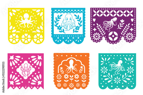Octopus Papel Picado Svg Set 