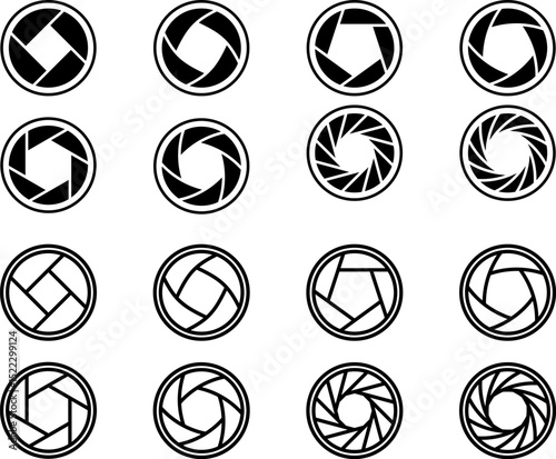 Camera shutter aperture icons
