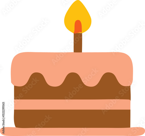 Cake with lit candle illustration for celebrations and events