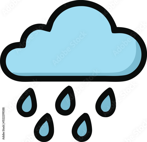 Cartoon cloud with raindrops illustration