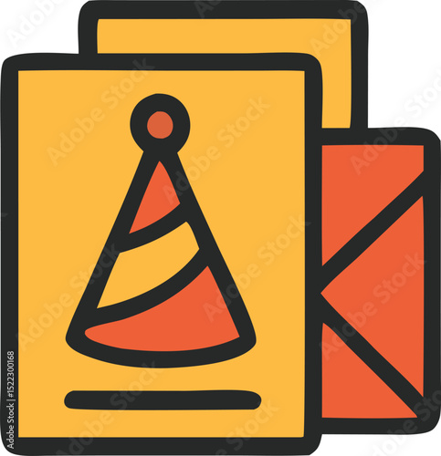 Party invitation card graphic with envelope symbol