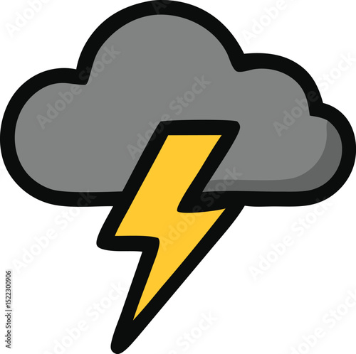 Stylized storm cloud with lightning bolt illustration