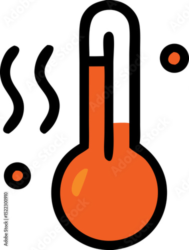 Stylized thermometer icon hot temperature and measurement concept