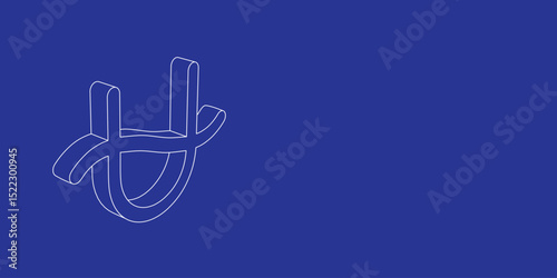 The outline of a large zodiac ophiuchus symbol made of white lines on the left. 3D view of the object in perspective. Vector illustration on indigo background