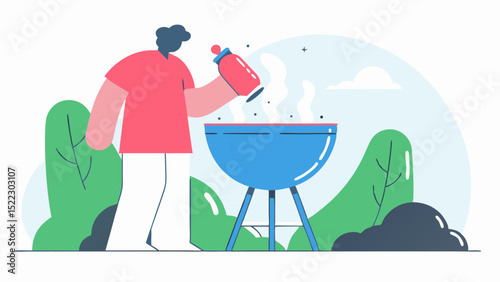 BBQ Picnic Family Summer food Minimal Vector