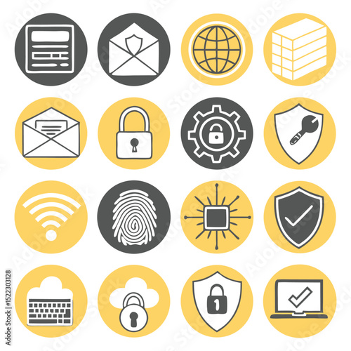 Cybersecurity icons data protection network safety