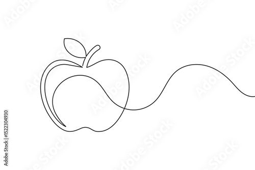 Apple fruits line art illustration in minimalist single stroke design isolated vector drawing