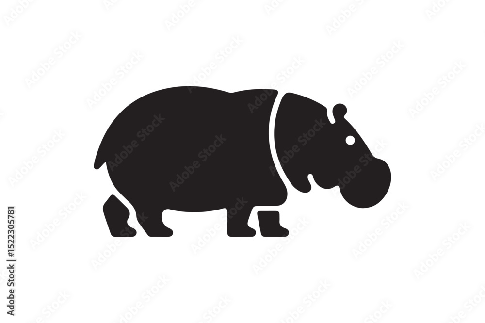Obraz premium Simple Black Hippopotamus Icon: Ideal for Animal and Safari Themed Designs