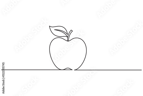Apple fruits line art illustration in minimalist single stroke design isolated vector drawing