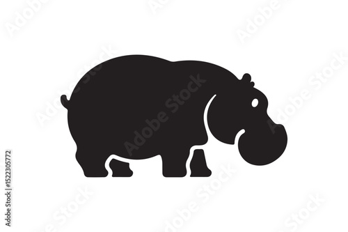 Black Hippopotamus Icon: Adorable Vector for Children's Animal Designs