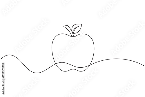 Apple fruits line art illustration in minimalist single stroke design isolated vector drawing