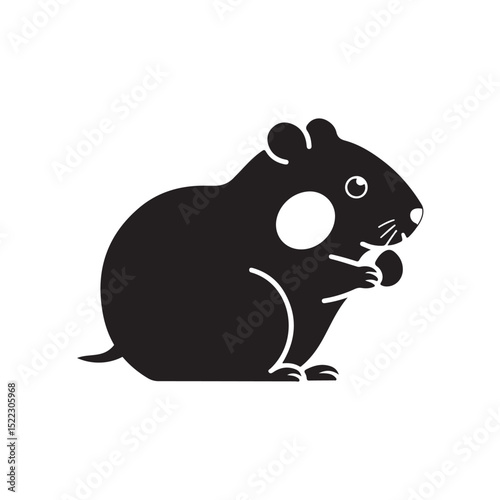 Adorable Black Hamster or Guinea Pig Silhouette Vector for Pet and Animal Designs