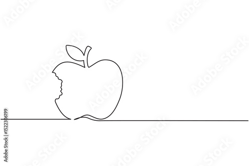 Apple fruits line art illustration in minimalist single stroke design isolated vector drawing