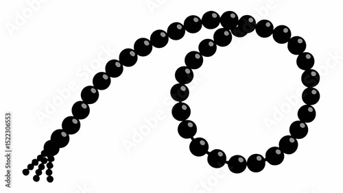 Black beads arranged in a circular pattern shape halloween, vector, silhouette,  illustration, horizontal, isolated assets,