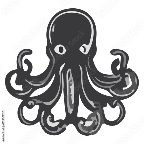 octopus, underwater animal, vector, transparent background, animal, sea, icon, nature, ocean, creature