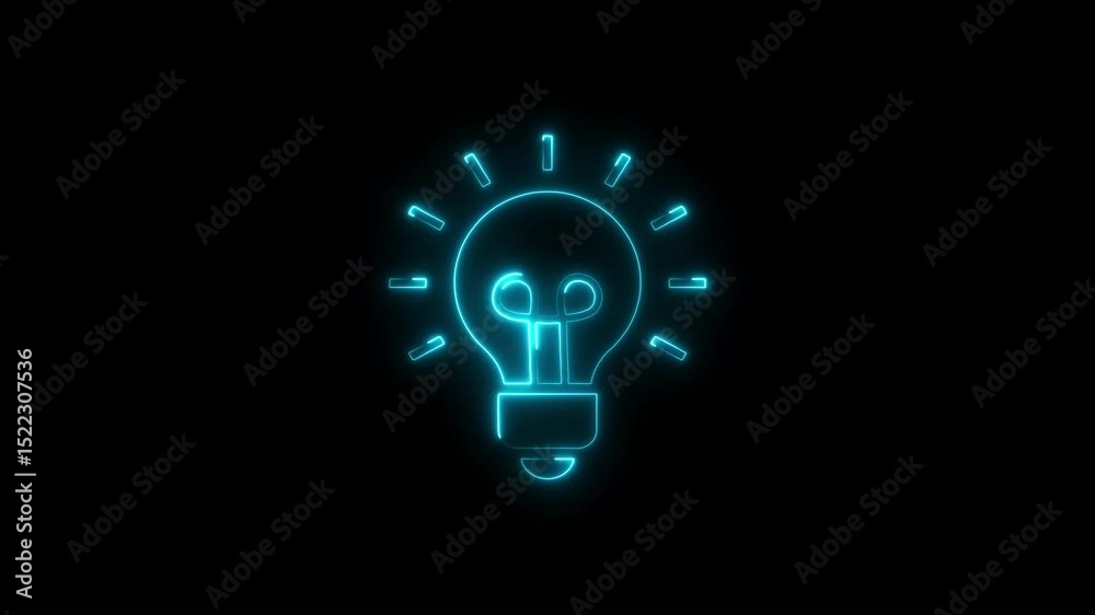 Glowing blue neon light bulb design concept for business ideas and creativity Glowing blue neon light bulb design concept for business ideas and creativity