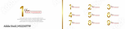 set of anniversary logo style with handwriting. vector design golden color for celebration