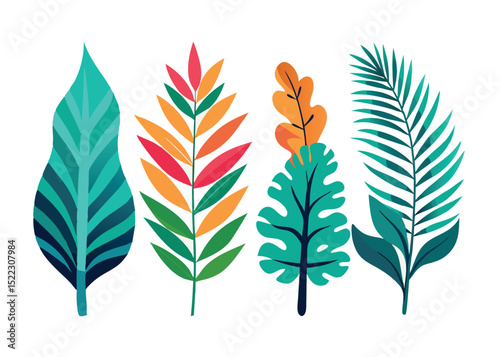 Tropical leaves vector illustration botanical design art