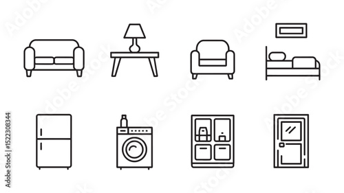 home appliances icons set