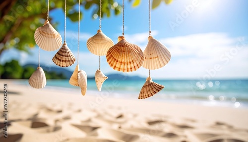 seashells on the seascape background