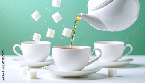 cup of tea with sugar cubes