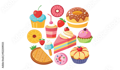 Assorted sweet treats and fruit circle design