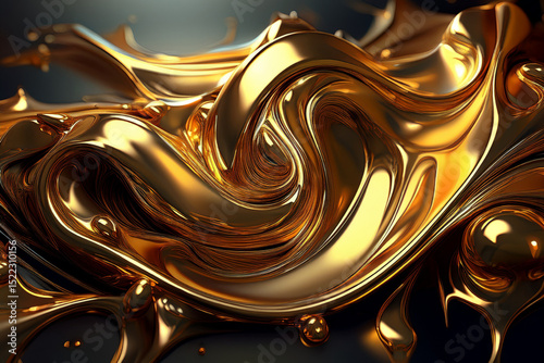 Molten Gold and Chrome Waves: Luxury Abstract Background