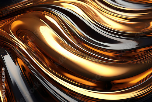 Molten Gold and Chrome Waves: Luxury Abstract Background