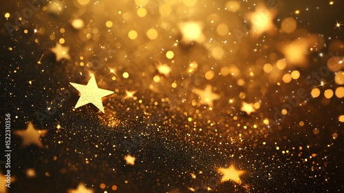 Golden glitter stars festive background sparkle magic
